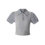 Retro Cropped Knit Polo Top