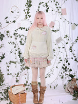 ROSE ISLAND Bubble Teapot Fake Apron Pocket Design Sense Loose Comfortable Doll Collar Cardigan Sweatshirt Jacket,matcha