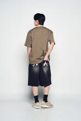 25SS POINT LOGO POCKET DENIM SHORT PANTS BLACK