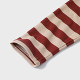 Stripe Rugby Sweat Cropped Collar T-shirt / Burgundy-Beige [Women]
