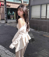 wave asymmetric flare knit cd + top set