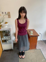 Duhin Basic Color Layered Round Sleeveless