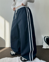 LOW-RISE NYLON TRACK WIDE PANTS 🖤🤎🩷💙4COLOR