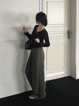 [MADE] Square wide rubber waist long pants