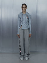 Badge Stripe Hooded Cardigan
