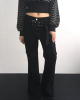Stud belt boots cut pants