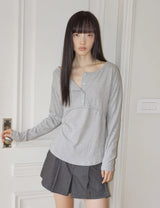 プラケット リブド ティーシャツ(GREY)