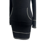 Burning Hood Color Stitch Slim Fit Midi Dress (3 Colors)