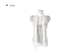 Rie Stripe Button Puff Short Sleeve T-Shirt