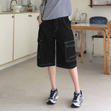 Topa Y2K バック刺繍バミューダハーフ丈デニムパンツ