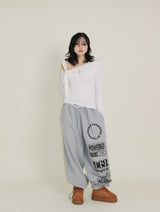 (Napping T-shirt) Euren One Shoulder Ribbon Tie Long-Sleeved Warmer T-Shirt