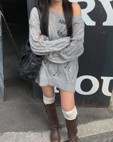 Strap leather long boots