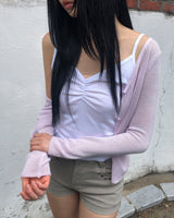 Jenniz Shirred Strap Sleeveless Top
