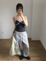 V-cut lace sleeveless (4color)