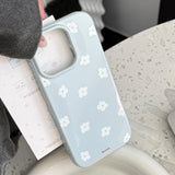 シフォンブルーホワイトサマーフラワーハード iPhone ケース