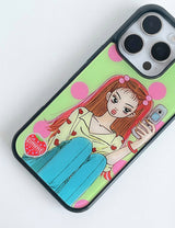 【MADE】ドット キッチ ガール グラス バンパー ケース