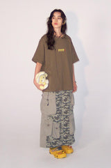 Knitted camouflage patchwork straight silhouette workwear half skirt for summer