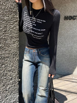  Quiet Poem typo slim fit long sleeve t-shirt (3 colors)