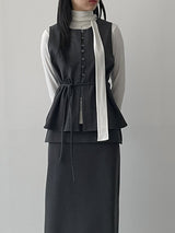 [Brushed Lining] Tie Pintuck Turtleneck T-Shirt