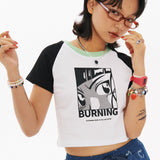 GIRLラグランクロップtシャツ