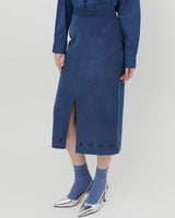 オーナメントプリントコーデュロイスカート [NAVY]