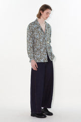 Retro style cashew flower Cuban collar straight long-sleeved floral shirt