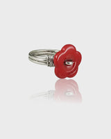  Sewing Button Ring (Flower, Red) 