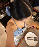 バタフライデニムバックレスチューブトップ