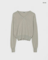 [MADE] スムースコットンVネックニット (Cotton 85%)