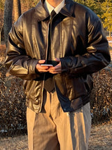 Woolly Curved Leather Jacket