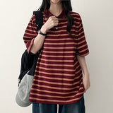 メルバカラーストライプダンガラカラー半袖Tシャツ