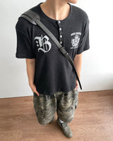 シールド ヘンリーネック ワッフル ショートスリーブ Tシャツ