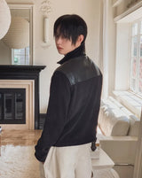 Caden Leather Color Matching Fingerhole Zip-up
