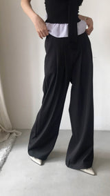 [ high waist ] raw hour wide pintuck maxi sl