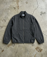 Minimalist Structural Aesthetic Drawstring Hem Striped Stand Collar Jacket