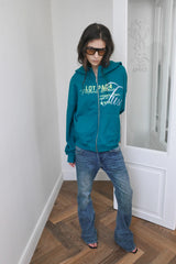 26SS★ HIGH NECK VINTAGE GRAPHIC HOODIE ZIP-UP