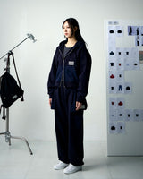 [UPDRAFT]NYLON MIXED COTTON ZIP-UP NAVY