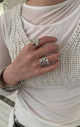 Cubic DOT silver ring SET