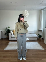 bronze short trench coat