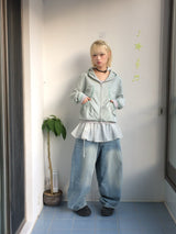 Shirring Pocket Two-Way Wind Zip-Up