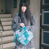 vintage patchwork backpack green