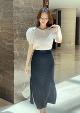 Color Matching Layered Slit Long Skirt