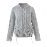 French Vintage Openwork Collar Knit Cardigan