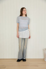 SHEER BLOOM SHIRRING TOP