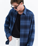 VINTAGE FLANNEL CHECK SHIRT_VINTAGE BLUE