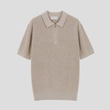 LMN レイニーシルケットハッチセミジップアップ半袖ニット (8 colors)