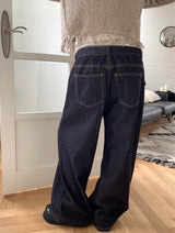 レイヤードバンディングデニムパンツ