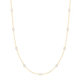 ゴールドシェルパールステーションチェーン 14Kゴールドメッキ + 925シルバーネックレス N065-03G