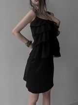 ruffle sheer bustier blouse (2color)