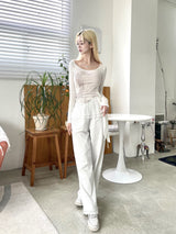 1467. Lace sk layered sweat long pt (3color)